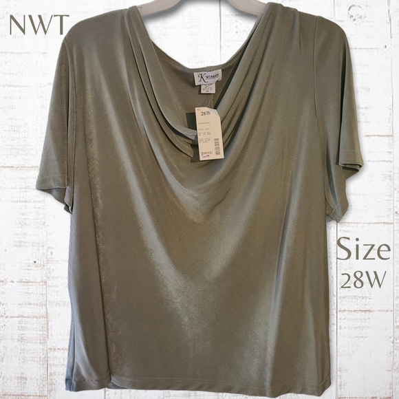 K Woman Plus Size Sage Metalic Blouse NWT - Picture 1 of 6